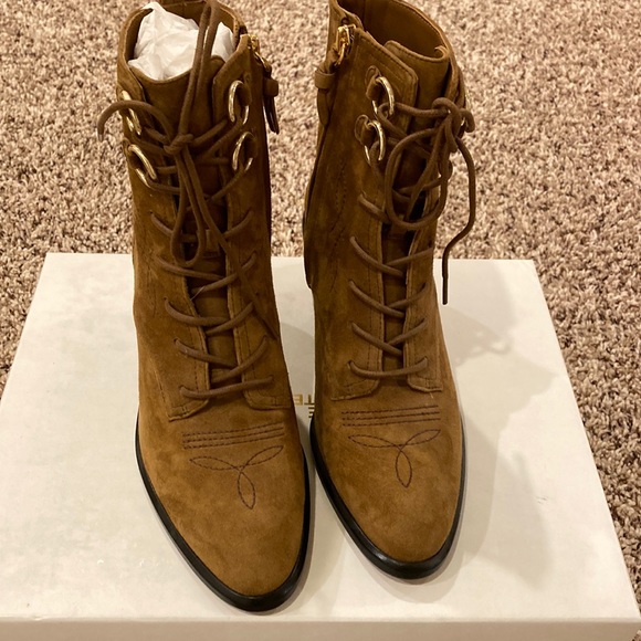 NIB Diane Von Furstenberg Dakota lace-up Suede leather western boots - Picture 2 of 8